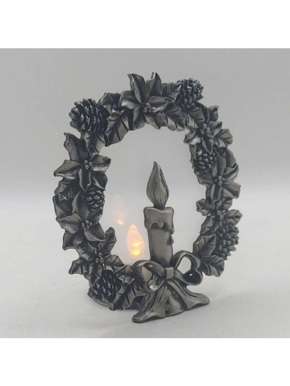Pewter Wreath Votive Candle Holder Papel Giftware Timeless Treasures Christmas